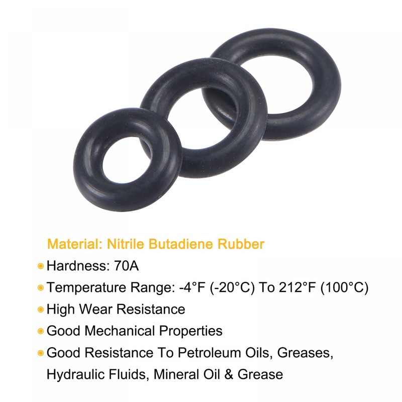 sourcing map Nitrile Rubber O-Rings 5.5mm 6.5mm 7mm OD 2.5mm