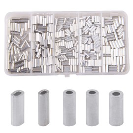 SHADDOCK 350pcs Fishing Crimp Sleeves Kit - Aluminum Alloy Single Barrel Crimps Kit Wire Rope Crimping Loop Sleeve for Fishing Line Leader Wire Tube Connectors Tool
