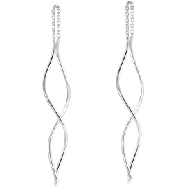 MATERIA by Matthias Wagner SO-231 Women's Long Spiral Earrings 925 Silver, Sterling Silver