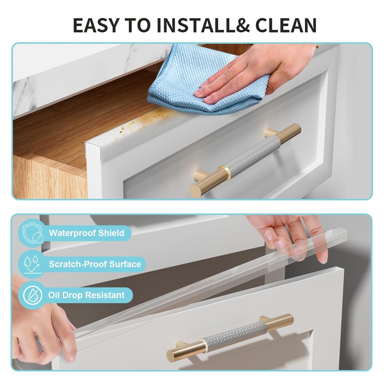 12 Pack Cabinet Protectors for Kitchen Cabinets, 18" Length Clear