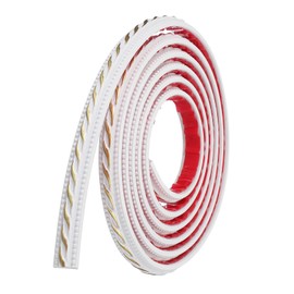 uxcell 3.3Ft x 0.79" Peel and Stick Molding Trim for Walls, Flexible Mirror Molding Trim Self-Adhesive Wall Paneling Strip Wallpaper Border for DIY Floor Wall Baseboard, White/Gold