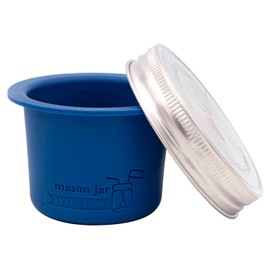 Mason Jar Lifestyle Divider Cup For Salads, Dips, and Snacks. Plastic Free Bento Lunch Container. (Wide Mouth, Deep Blue)
