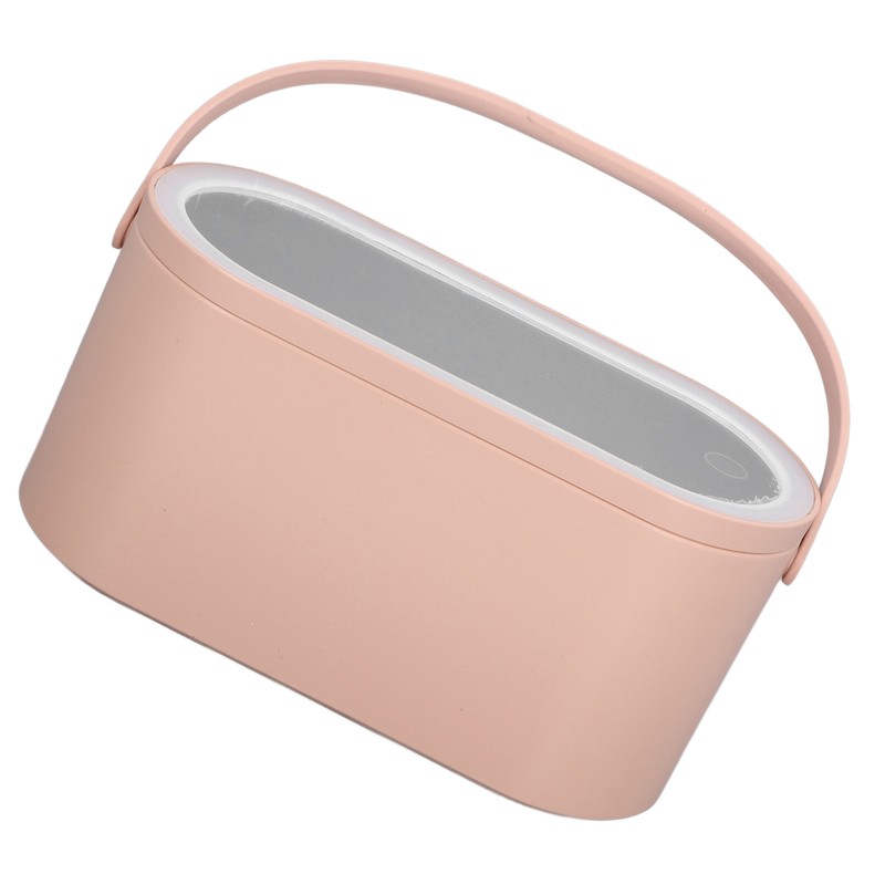Makeup Case Rotatable Mirror Lid Dimmable LED Light Portable Cosmetic