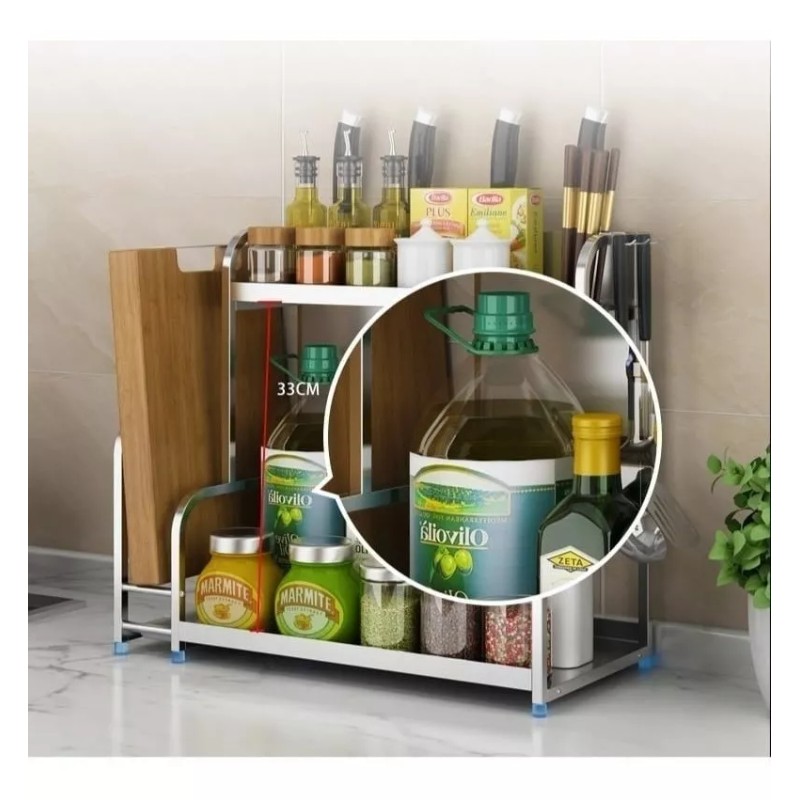 bossco.fc Organizador Especias Condimentos 2 Niveles Acero Inoxidable