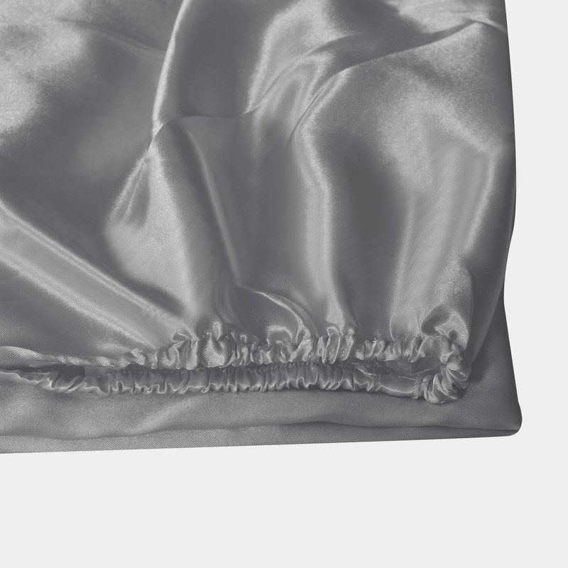 ROOEE Satin Silk Fitted Sheet with Pillowcase Set Breathable Soft