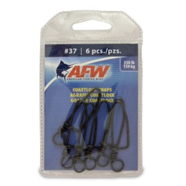 American Fishing Wire Brass Coastlock Snaps, Black Color, Size 37, 350 Pound Test, 6-Pieces