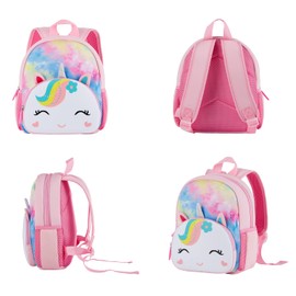 KK CRAFTS Preschool Backpack Toddler Neoprene Animal Schoolbag Lunch backpack for Kids Boys Girls(Tiedye Unicorn)