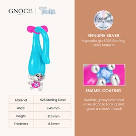 GNOCE Charm Bead Trolls King Gristle & Queen Nettles Double-Sided Bead 925 Sterling Silver with Cubic Zirconia Fit Bracelet/Necklace Gift for Girls/Children, Silver, Cubic Zirconia