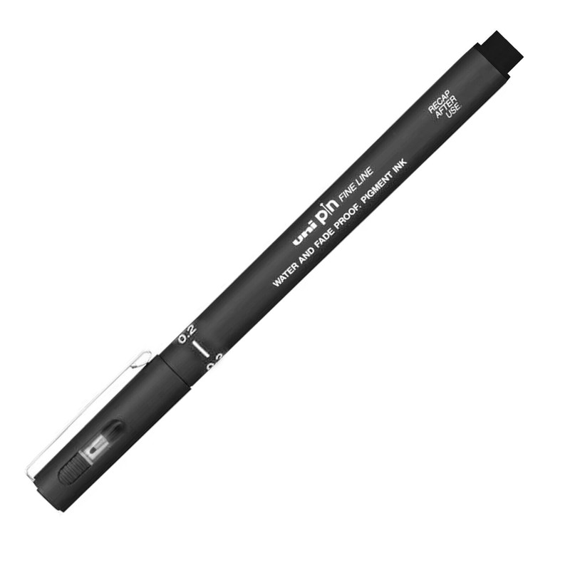 Uni Pin Fineliner Drawing Pens - Black Ink - 0.2mm