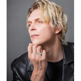 LOAYHOAY 9Pcs 8MM Stainless Steel Band Rings for Men Women Chain Rings Simple Brushed Wedding Engagement Rings Set 7-13 Silver Size10