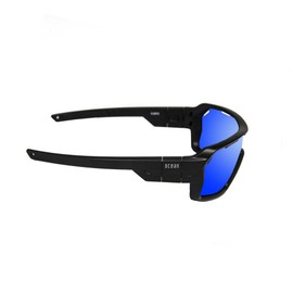 Ocean OCN-3701-1X Floating Sunglasses, UV Protection, Recycled Material, Changeable Frame & Strap, Shiny Black (Polarized Blue REVO Lenses)