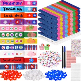 TLY 60 Set Cheer Pins Spirit Clips Wooden Clothes Pins Include 30 Mini Bows 30 Mini Resin Ducks and Glitter Colored Letter Beads Pen for Cheerleader Gifts (Colorful)