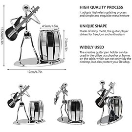 WSAMJIN Guitar Pen Holder, Metal Pencil Holder Creative Desktop Pen Holder Desktop Accessories for Gifts, Kids, Students, and Office Stationary