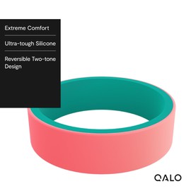 QALO Women's Rubber Silicone Ring, Switch Reversible Rubber Wedding Band, Breathable, Durable Engagement Silicone Ring, 6mm Wide 1.85mm Thick, Emerald & Coral, Size 7