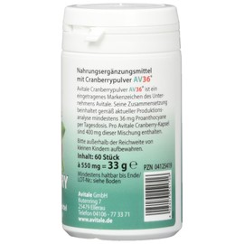 Avitale Cranberry 400 mg, 60 Capsules, anti-wrinkle Booster 33 g