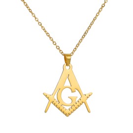 VASSAGO Masonic Necklace for Men Masonic Symbol Pendant Necklace Accepted Masonic Pendant Jewelry Stainless Steel Pendant Necklace, Stainless Steel