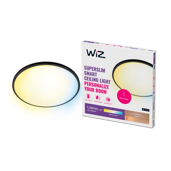 WiZ Superslim Tunable White Ceiling Light [16W - Black] WiFi