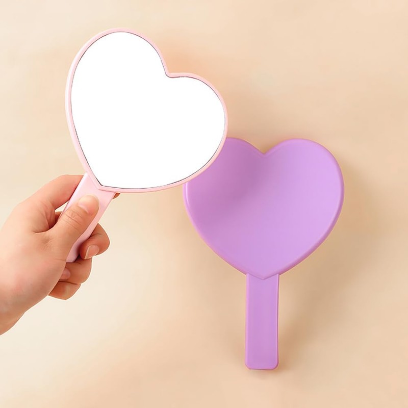 HugeDE Heart Shaped Mirrors Hand Cosmetic Mirrors Handheld Makeup Mirrors