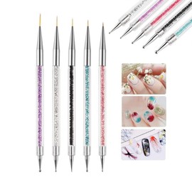 5 Pcs Nail Art Brushes - Doubel Ended Nail Art Brushes, with Nail Extension Gel Brush, Nail Dotting Tools, Point Drill Drawing Painting Tools Set, for Nail Art Design,Painting,Detailing
