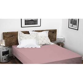 100% Cotton Fitted Sheet – 57 Thread Count – Size 160 x 200 cm – Pink – 35 cm Deep – Tight Weave – Soft, Breathable, Washable