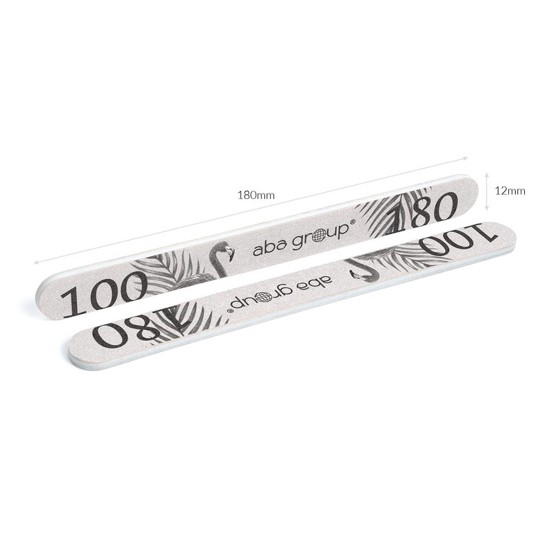 Aba Group Nail Files 100/180 Straight Standard Flamingo Safe Packaging,