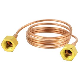 uxcell Refrigeration Tubing, 1/8" OD x 3.3Ft Length Copper Tubing Soft Coil with Metal Brass Tube Fitting