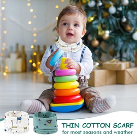 Kiiwah Pack of 2 Children's Loop Scarf, 0-8 Years, Baby Tube Scarf, 95% Cotton, Neck Warmer, Multifunctional Scarf, Breathable for Boys, Girls, Baby, Winter, Autumn, Spring, White, light green