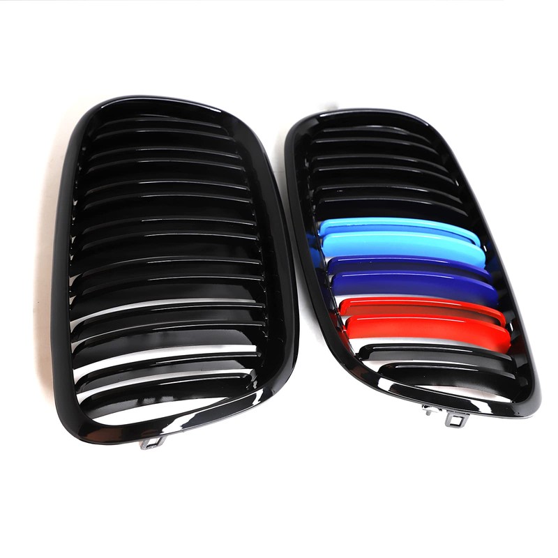 XOPIYAO Grille M Color Double Slats Gloss Black Grill Compatible