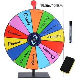 16Inch Heavy Duty Prize Wheel-12 Slots Color Editable Spinning Prize Wheel,with Dry Erase Marker and Eraser,Wheel for Fortune Spinning Game Carnival & Engaging Home Parties,Tradeshow. (16Inch)