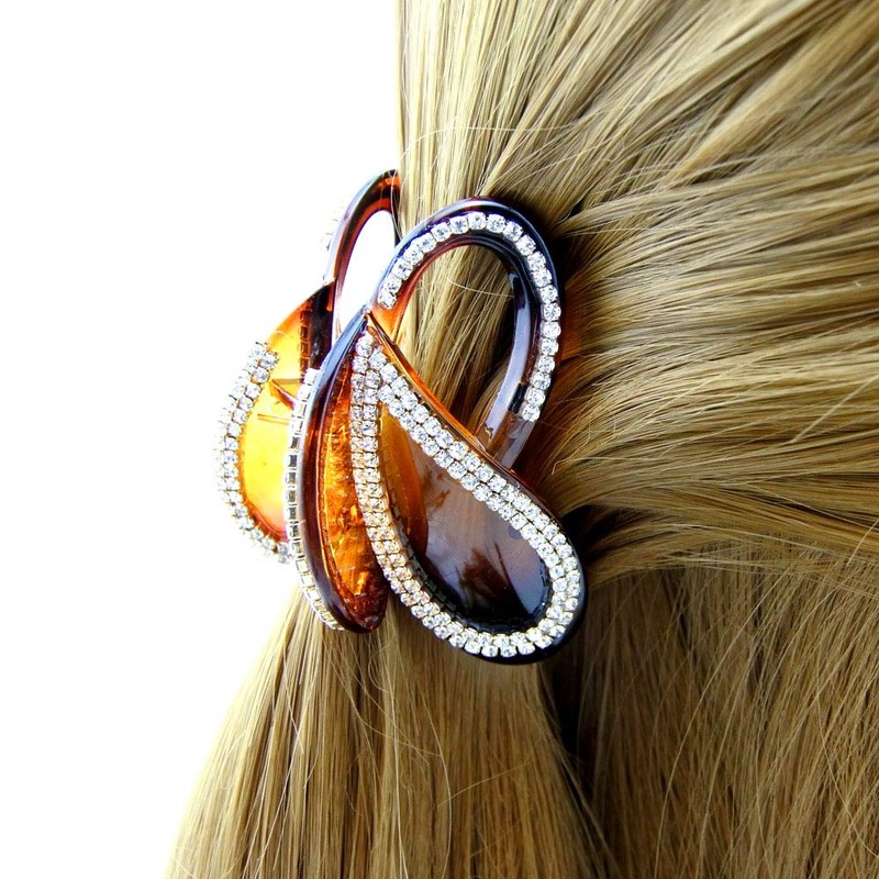Meilliwish Diamond Butterfly Hair Clip Claw (D14)(Brown)