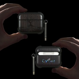 Carveit Wooden Case for AirPods Pro 2nd/1st Gen Case, Wood Artisan Engraved & TPU Shockproof Cover, Titanium Quick Released Clasp, Wireless Chargers Compatible (The Yin Yang Tree) Blackwood