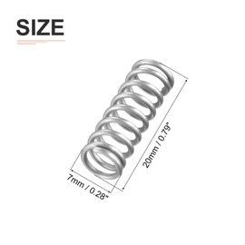DTGN 1 x 7 x 20 mm (DxADxL) Compression Spring - 10 Pack - Good for Machines - Spring Steel Extension Spring - Grey