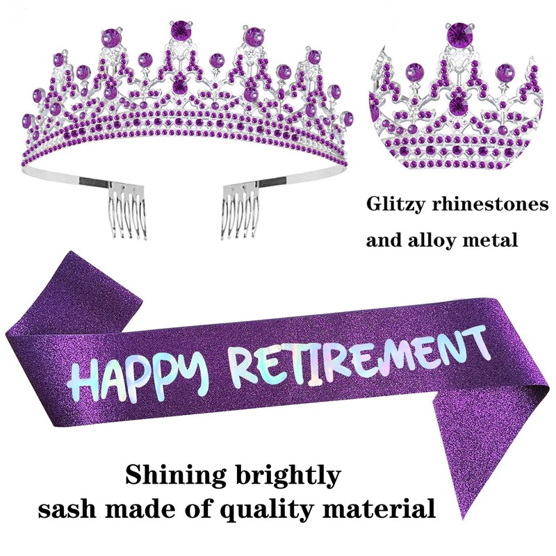 Happy Retirement Tiara and Sash Retirement Party Decorations Tiara Women