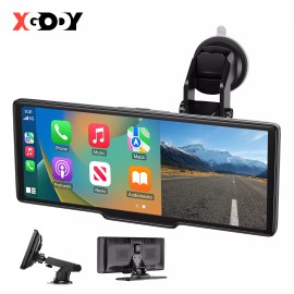 XGODY 4K 10.26"Dash Cam Mirror Nav WiFi Voice Control Car Rear View Backup Dual Camera