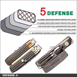 Kolti Pool Cue Case, 4x4 Billiard Stick Carrying Case Holds 4 Butts & 4 Shafts, Soft Pool Stick Bag with Large Front Accessories Pockets and Shoulder Strap for Easy Carry