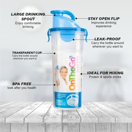 SAFNAJ Protein Shaker Bottle with Mixing Ball C Leak-Proof Gym Sports Drink Blender Cup for Protein Shakes, Smoothies & Supplements C BPA-Free, Multi-Purpose Fitness Shaker 600ml 1PC