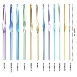 Pack of 50 Crochet Hooks Set, Colourful Aluminium Ergonomic Knitting Crochet Sets in Various Sizes with Large Eye Needles, Knitting Marker, Portable Bag, for Household Knitting Crafts