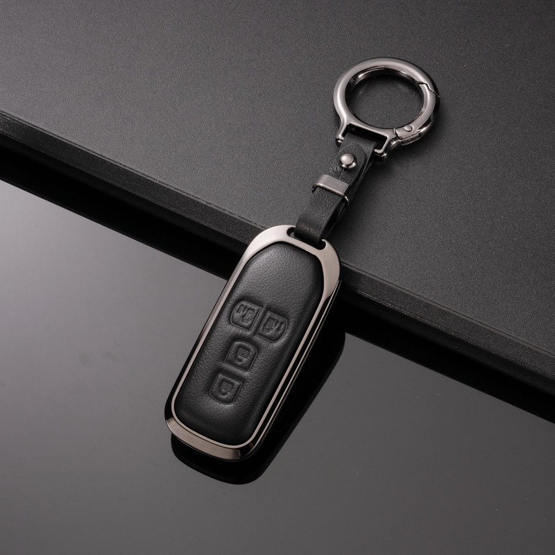 PIMOHI NBOX Key Case, Metal, Genuine Leather, Fits Honda Key