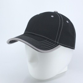 The Vintage Year Contrast Color Stitching Binding Trim Cotton Adjustable Baseball Cap (Black/Gray)