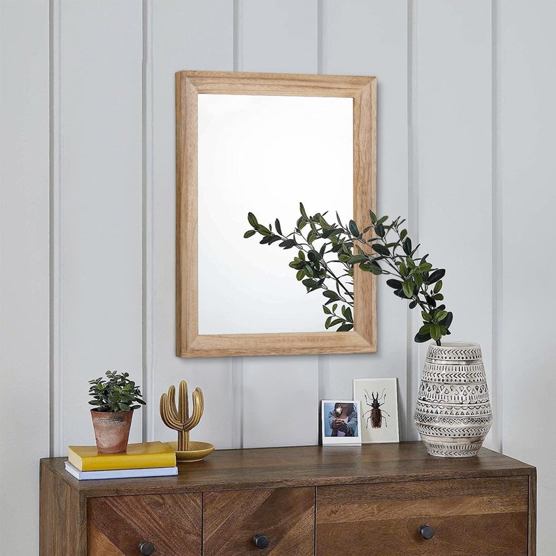 AAZZKANG Rustic Mirrors for Wall Rectangle Wooden Frame Hanging Mirror