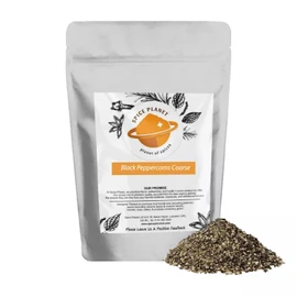 Black Pepper Freshly Coarse | Crushed | Cracked Black Peppercorns (Popular Mesh) Premium Quality by Spice Planet® (90 Grams)