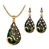 Comelyjewel Women Gems Peacock Pendant Earrings Necklace Vintage Wedding Jewelry