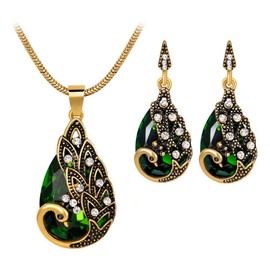 Comelyjewel Women Gems Peacock Pendant Earrings Necklace Vintage Wedding Jewelry Set Durable and Useful