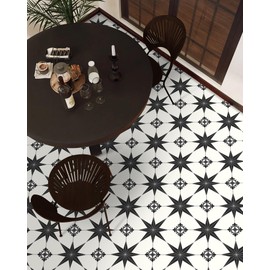 MORCART 8" x 8" Peel and Stick Floor Tile, 40 PCS Self-Adhesive DIY Vinyl Flooring for Renters, Removable and Waterproof Tile Sticker for Bathroom, Kitchen, Staircase (Black Stellar)