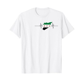 Syrian revolution flag . Syrian map heartbeat design. T-Shirt