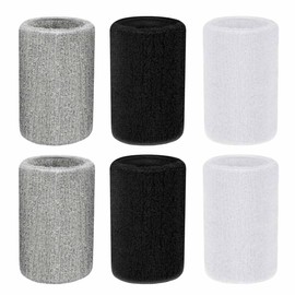 6 Pieces Athletic Sweatbands for Sports - Wristbands for Tennis, Basketball, Football, Running, Working Out, Gym, and Thick Gymnastics (Black, White, Gray)