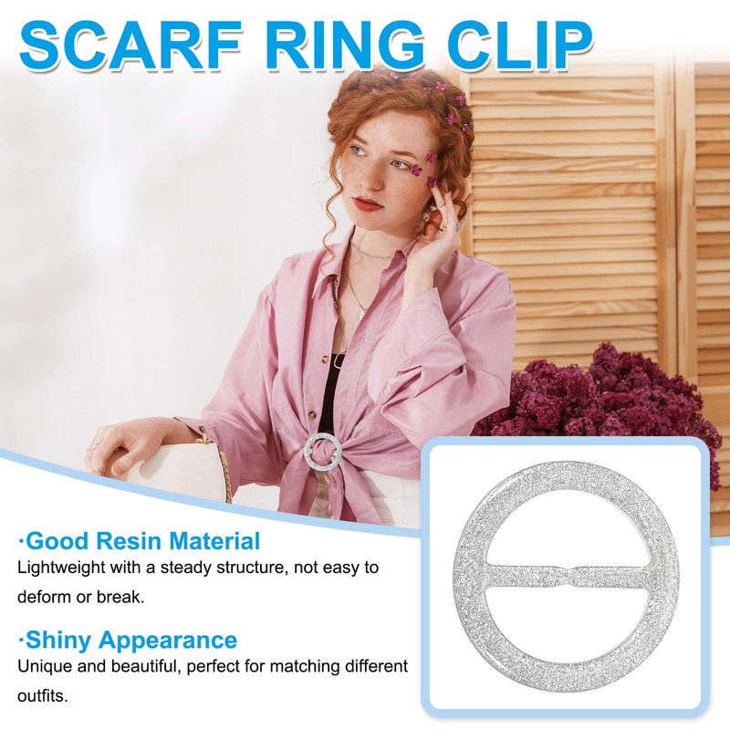 PATIKIL 2" Scarf Ring Clip, 8 Pcs Resin Round T-Shirt