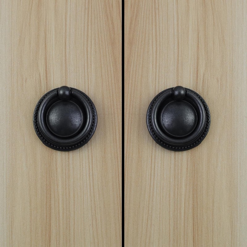 MY MIRONEY 1.46" Diameter Cabinet Drawer Pulls Black Ring Pull