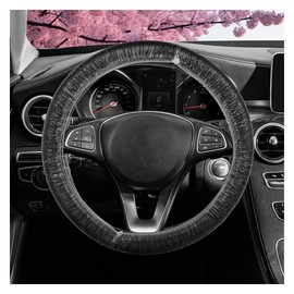 100PCS Disposable Car Steering Wheel Cover, Flexible Transparent Car Steering Wheel Protector Plastic Cover with Elastic Trim, Universal Car Interior Accessories for Most Vehicles