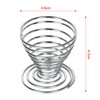 TRIXES 6 x Egg Cups Brushed Steel Wire Spiral Spring